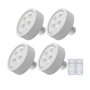 E27 Base Led Puck Light 8 Leds Under Cabinet Lamp 2700K-6500K Battery Powered Dimmable Decoration for Bedroom,Study,